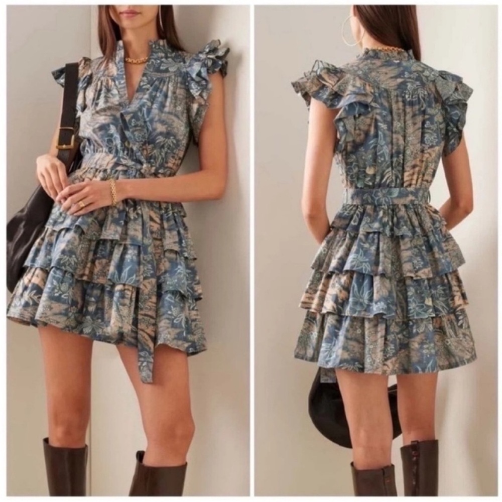Ulla Johnson Lulua Floral Ruffle Mini Dress Waimea